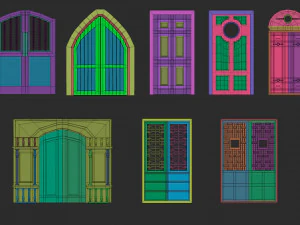 Zbrush obj और fbx फ़ाइलों के लिए 45 लो पॉली इंटीरियर और एक्सटीरियर डोर बेस मेश आकार IMM ब्रश सेट 3D मॉडल