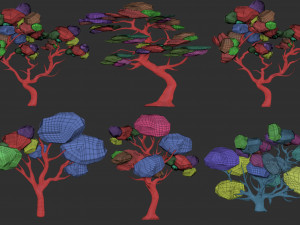 30 Low poly tree and bush base mesh shapes IMM brush set for Zbrush FBX and OBJ files Model 3D