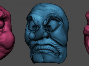 20 Mid-poly japanese traditional theatrical masks base mesh IMM brush set for Zbrush FBX and OBJ 3Dモデル
