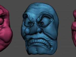 20 Mid-poly japanese traditional theatrical masks base mesh IMM brush set for Zbrush FBX and OBJ 3D Model