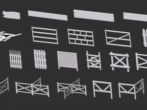300 Low-poly wooden shed house farm or cabin parts kitbash IMM Zbrush brush set obj and fbx Modèle 3D