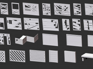 300 Low-poly wooden shed house farm or cabin parts kitbash IMM Zbrush brush set obj and fbx Modèle 3D