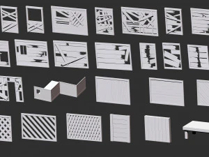 300 Low-Poly-Holzschuppen, Haus, Bauernhof oder H&uuml;tte, Teile-Kitbash IMM Zbrush-Pinselset obj und fbx 3D Modell