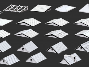 300 Low-poly wooden shed house farm or cabin parts kitbash IMM Zbrush brush set obj and fbx Modèle 3D
