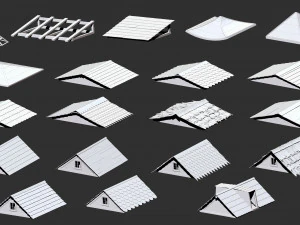 300 Low-Poly-Holzschuppen, Haus, Bauernhof oder H&uuml;tte, Teile-Kitbash IMM Zbrush-Pinselset obj und fbx 3D Modell