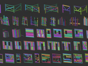300 Low-Poly-Holzschuppen, Haus, Bauernhof oder H&uuml;tte, Teile-Kitbash IMM Zbrush-Pinselset obj und fbx 3D Modell