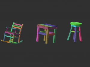 300 Low-Poly-Holzschuppen, Haus, Bauernhof oder H&uuml;tte, Teile-Kitbash IMM Zbrush-Pinselset obj und fbx 3D Modell