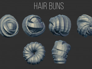 45 Female cartoon character hair strand and parts low poly IMM brush set for Zbrush fbx and obj Model 3D