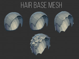 45 Female cartoon character hair strand and parts low poly IMM brush set for Zbrush fbx and obj Model 3D