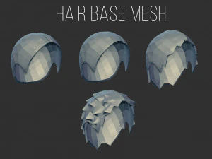 45 Female cartoon character hair strand and parts low poly IMM brush set for Zbrush fbx and obj 3D Model