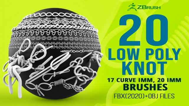 20 Low poly knot nodes base mesh IMM curve IMM brush set for Zbrush FBX and OBJ files Modello 3D .c4d .max .obj .3ds .fbx .stl .blend 