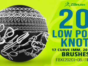 20 Low poly knot nodes base mesh IMM curve IMM brush set for Zbrush FBX and OBJ files 3D Model