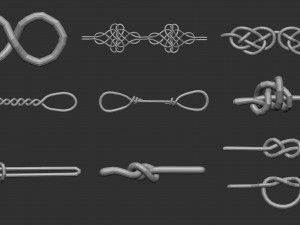 20 Low poly knot nodes base mesh IMM curve IMM brush set for Zbrush FBX and OBJ files Modello 3D