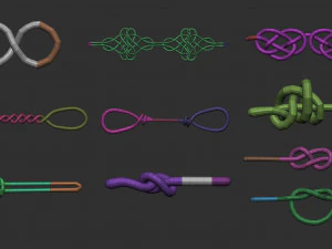 20 n&oacute;s de n&oacute; baixo poli malha base curva IMM conjunto de pinc&eacute;is IMM para arquivos Zbrush FBX e OBJ Modelo 3D