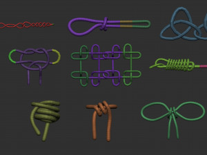 20 Low poly knot nodes base mesh IMM curve IMM brush set for Zbrush FBX and OBJ files Modello 3D