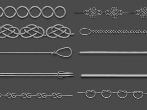 20 Low poly knot nodes base mesh IMM curve IMM brush set for Zbrush FBX and OBJ files Modello 3D