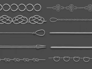 20 n&oacute;s de n&oacute; baixo poli malha base curva IMM conjunto de pinc&eacute;is IMM para arquivos Zbrush FBX e OBJ Modelo 3D