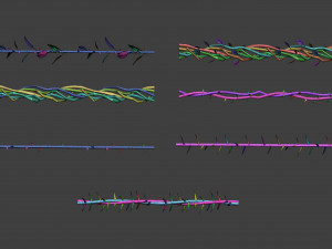 15 Low poly vine and thorns floral IMM curve brush set for Zbrush Model 3D