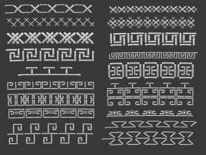 70 Low poly stitch sewing seams ornament IMM and IMM curve brushes for Zbrush Modèle 3D