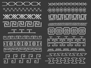 70 Low poly stitch sewing seams ornament IMM and IMM curve brushes for Zbrush 3D Model
