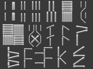 70 Low poly stitch sewing seams ornament IMM and IMM curve brushes for Zbrush Modèle 3D
