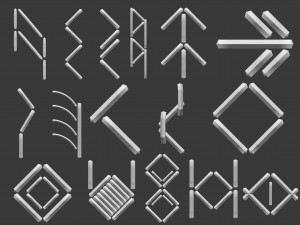 70 Low poly stitch sewing seams ornament IMM and IMM curve brushes for Zbrush Modèle 3D