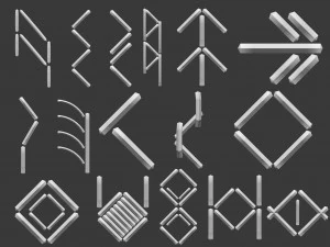 70 Low poly stitch sewing seams ornament IMM and IMM curve brushes for Zbrush 3D Model