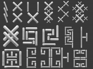 70 Low poly stitch sewing seams ornament IMM and IMM curve brushes for Zbrush Modèle 3D