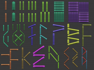 70 Low poly stitch sewing seams ornament IMM and IMM curve brushes for Zbrush Modèle 3D