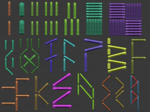 70 Low poly stitch sewing seams ornament IMM and IMM curve brushes for Zbrush 3D Model