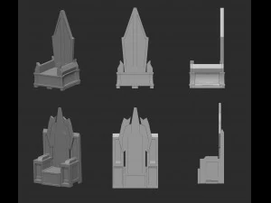 25 Low-Poly-Royal-Thrones-St&uuml;hle, M&ouml;bel, IMM-Pinsel f&uuml;r Zbrush, FBX- und OBJ-Dateien 3D Modell