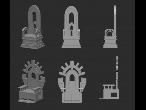 25 low poly royal thrones chairs furniture IMM brush for Zbrush fbx and obj files 3D Model
