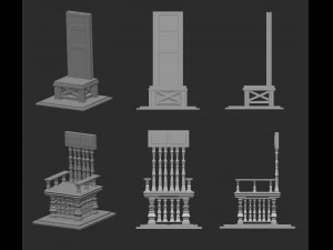 25 Low-Poly-Royal-Thrones-St&uuml;hle, M&ouml;bel, IMM-Pinsel f&uuml;r Zbrush, FBX- und OBJ-Dateien 3D Modell