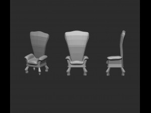 25 low poly royal thrones chairs furniture IMM brush for Zbrush fbx and obj files 3D Model