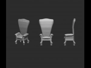 25 Low-Poly-Royal-Thrones-St&uuml;hle, M&ouml;bel, IMM-Pinsel f&uuml;r Zbrush, FBX- und OBJ-Dateien 3D Modell