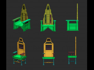 25 low poly royal thrones chairs furniture IMM brush for Zbrush fbx and obj files 3D Model
