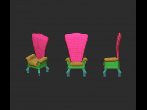 25 low poly royal thrones chairs furniture IMM brush for Zbrush fbx and obj files 3D Model