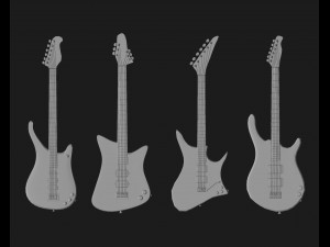 30 electric metal rock guitar music instrument shapes IMM brush set Zbrush obj and fbx files 3D Model