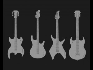 30 electric metal rock guitar music instrument shapes IMM brush set Zbrush obj and fbx files 3D Model