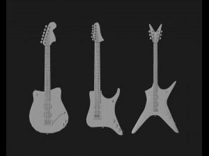 30 electric metal rock guitar music instrument shapes IMM brush set Zbrush obj and fbx files 3D Model
