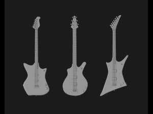 30 electric metal rock guitar music instrument shapes IMM brush set Zbrush obj and fbx files 3D Model