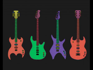 30 electric metal rock guitar music instrument shapes IMM brush set Zbrush obj and fbx files 3D Model