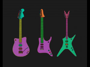 30 electric metal rock guitar music instrument shapes IMM brush set Zbrush obj and fbx files 3D Model