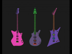 30 electric metal rock guitar music instrument shapes IMM brush set Zbrush obj and fbx files 3D Model