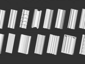 Set di 80 modanature intagliate in poli basso con curva IMM Set di pennelli IMM per file Zbrush fbx e obj Modello 3D