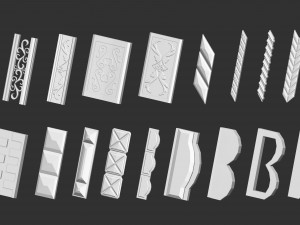 80 low poly carved mouldings shapes IMM curve IMM brush set for Zbrush fbx and obj files 3D-Modell