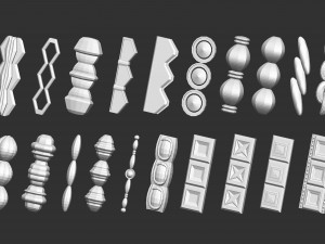 80 low poly carved mouldings shapes IMM curve IMM brush set for Zbrush fbx and obj files 3D-Modell