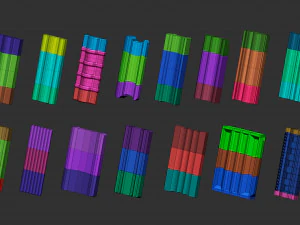 Set di 80 modanature intagliate in poli basso con curva IMM Set di pennelli IMM per file Zbrush fbx e obj Modello 3D