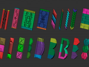 80 low poly carved mouldings shapes IMM curve IMM brush set for Zbrush fbx and obj files 3D-Modell