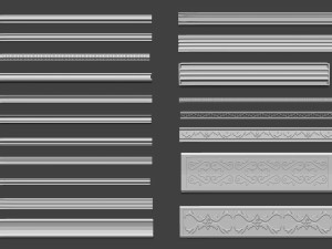 80 low poly carved mouldings shapes IMM curve IMM brush set for Zbrush fbx and obj files 3D-Modell
